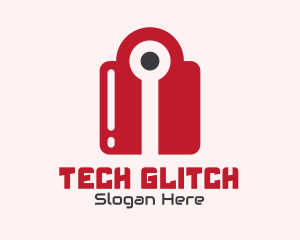 Red Tech Lock logo design