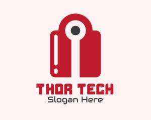 Red Tech Lock logo design