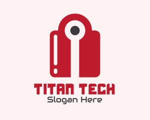 Red Tech Lock logo design