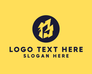 Voltage - Yellow Bolt Letter B logo design