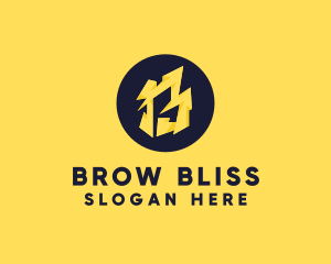 Yellow Bolt Letter B logo design