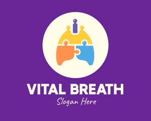 Breathing - Multicolor Lung Puzzle logo design
