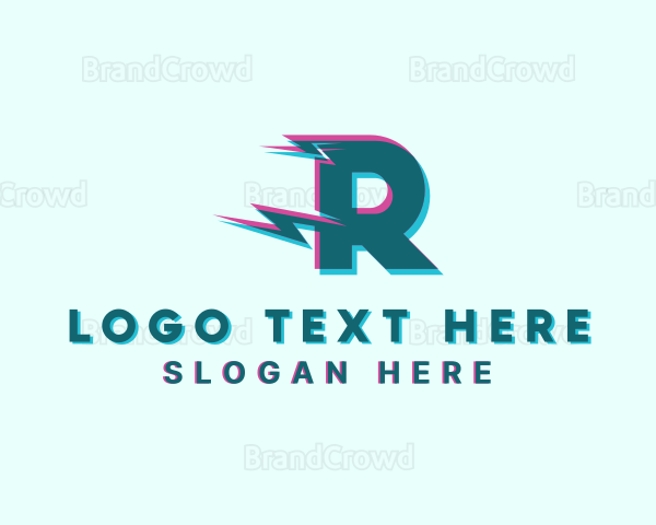 Lightning Glitch Letter R Logo