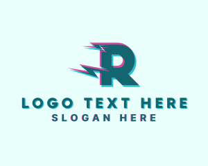 Static Motion - Lightning Glitch Letter R logo design