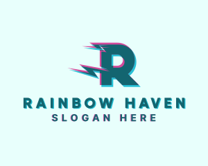 Lightning Glitch Letter R logo design