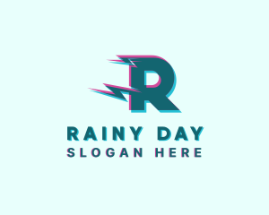 Lightning Glitch Letter R logo design