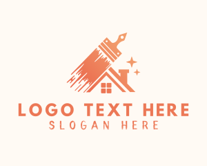Home Builder - Orange Paintbrush Home logo design