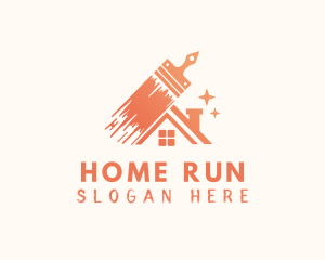 Orange Paintbrush Home logo design