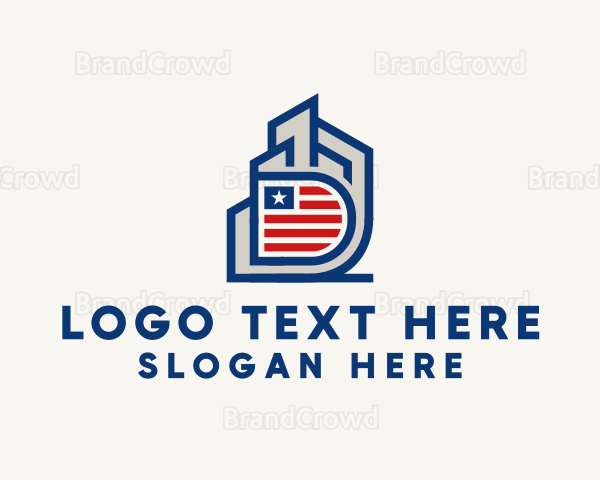 Building Flag Letter D Logo