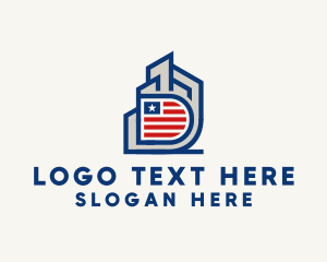 Architecture - Building Flag Letter D logo design