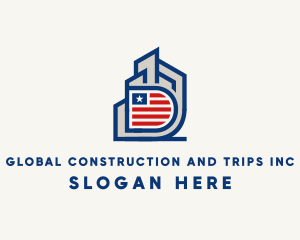 Skyscraper - Building Flag Letter D logo design