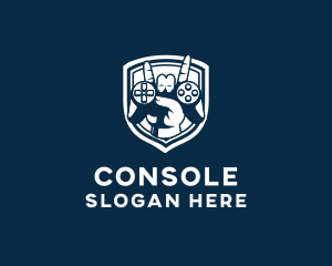 Hand Game Console Shield logo design