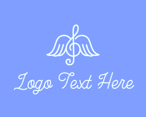Music Note - Musical Note Wings logo design
