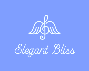 Monoline - Musical Note Wings logo design
