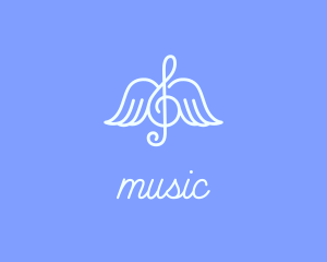 Musical Note Wings logo design