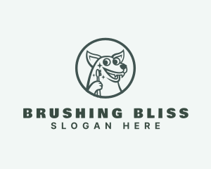 Brushing - Smiling Dog Toothbrush logo design