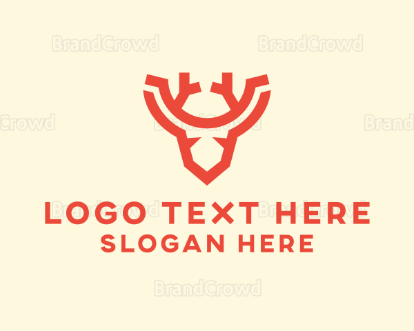 Antler Reindeer Head Logo