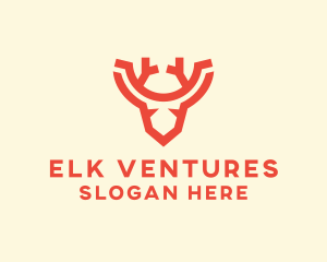 Elk - Antler Reindeer Head logo design