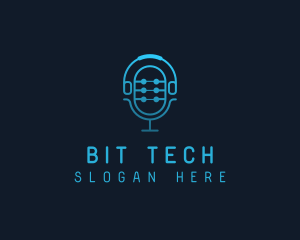 Tech Microphone Headphones logo design