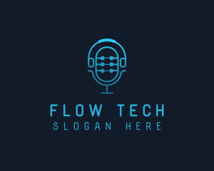 Tech Microphone Headphones logo design