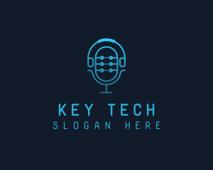 Tech Microphone Headphones logo design