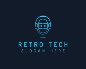 Tech Microphone Headphones logo design