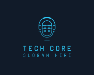 Tech Microphone Headphones logo design