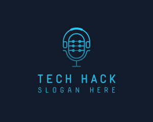 Tech Microphone Headphones logo design