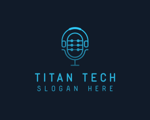 Tech Microphone Headphones logo design