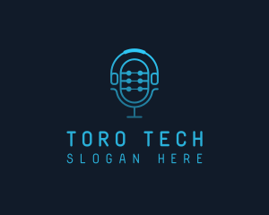 Tech Microphone Headphones logo design