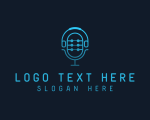 Host - Tech Microphone Headphones logo design