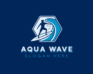 Wave Surfing Surfer logo design