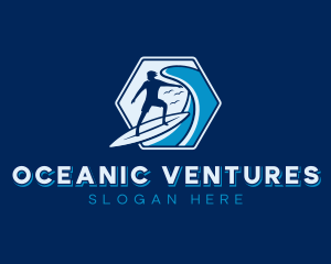 Wave Surfing Surfer logo design