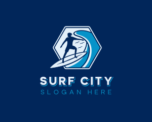 Wave Surfing Surfer logo design