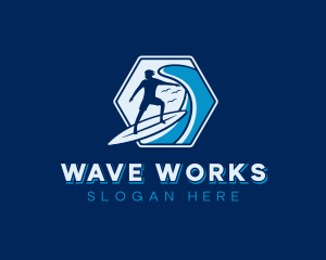 Wave Surfing Surfer logo design