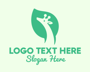 Animal - Green Giraffe Leaf logo design