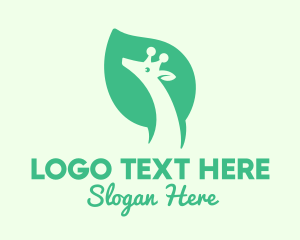 Zoo Animal - Green Giraffe Leaf logo design