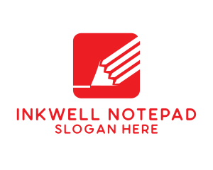 Notepad - Red Pencil Writing logo design