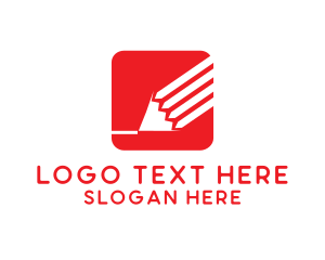 Draw - Red Pencil Writing logo design