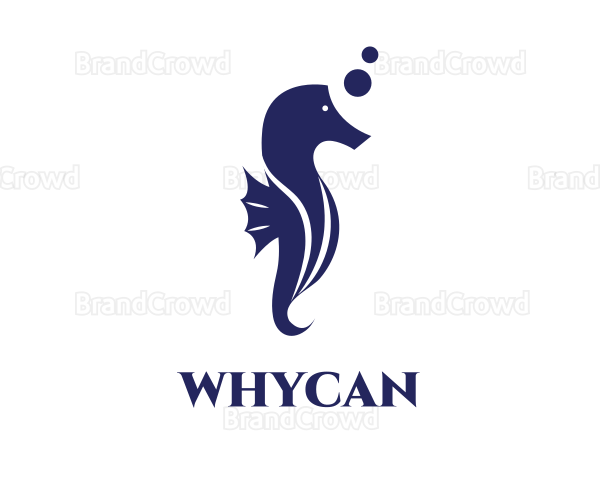 Blue Seahorse Bubble Logo