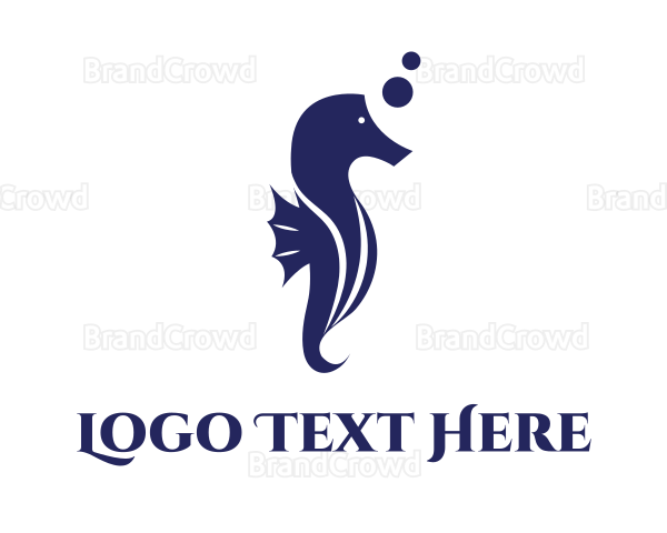 Blue Seahorse Bubble Logo