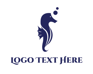 Aquarium - Blue Seahorse Bubble logo design