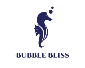 Bubble - Blue Seahorse Bubble logo design