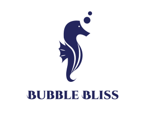 Blue Seahorse Bubble logo design