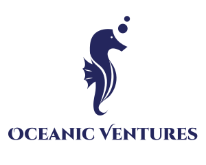 Blue Seahorse Bubble logo design