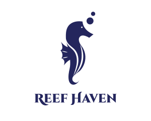 Reef - Blue Seahorse Bubble logo design