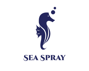 Blue Seahorse Bubble logo design