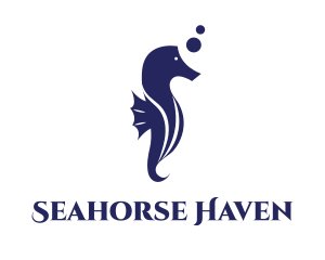 Blue Seahorse Bubble logo design