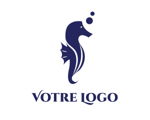 Underwater - Blue Seahorse Bubble logo design