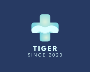 Physician - Blue Green Medical Cross Letter M logo design